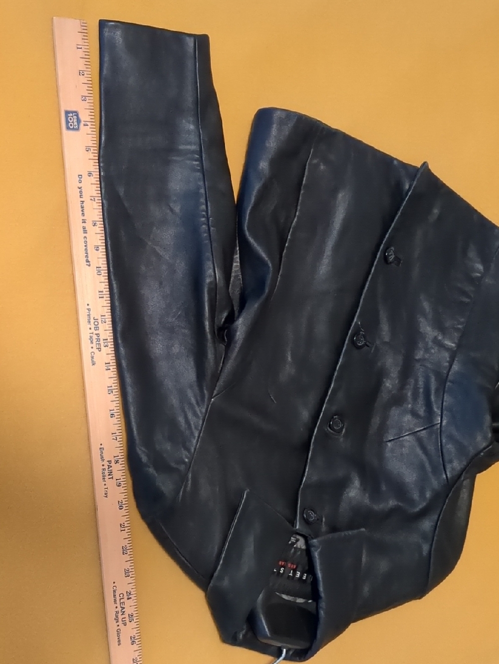 Fleet Street Red Label Black Leather Jacket Small Blazer Button Front 90s Minima - Picture 13 of 13
